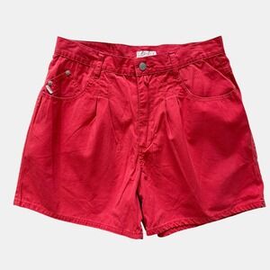 Vintage Esprit Red High Waisted Pleated Cotton Shorts Mom Sz 10 90s Retro preppy